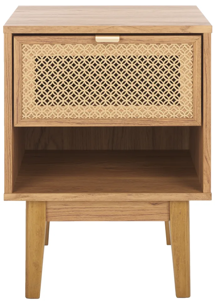 Ceu 1 Drawer Nightstand - Oak / Gold