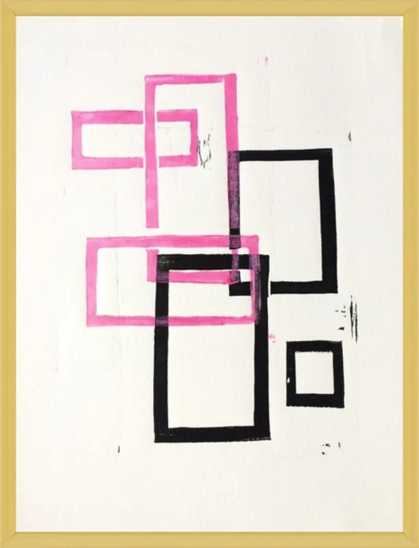 Pink and Black Geometric Squares x2 by Stacy Rajab for Artfully Walls