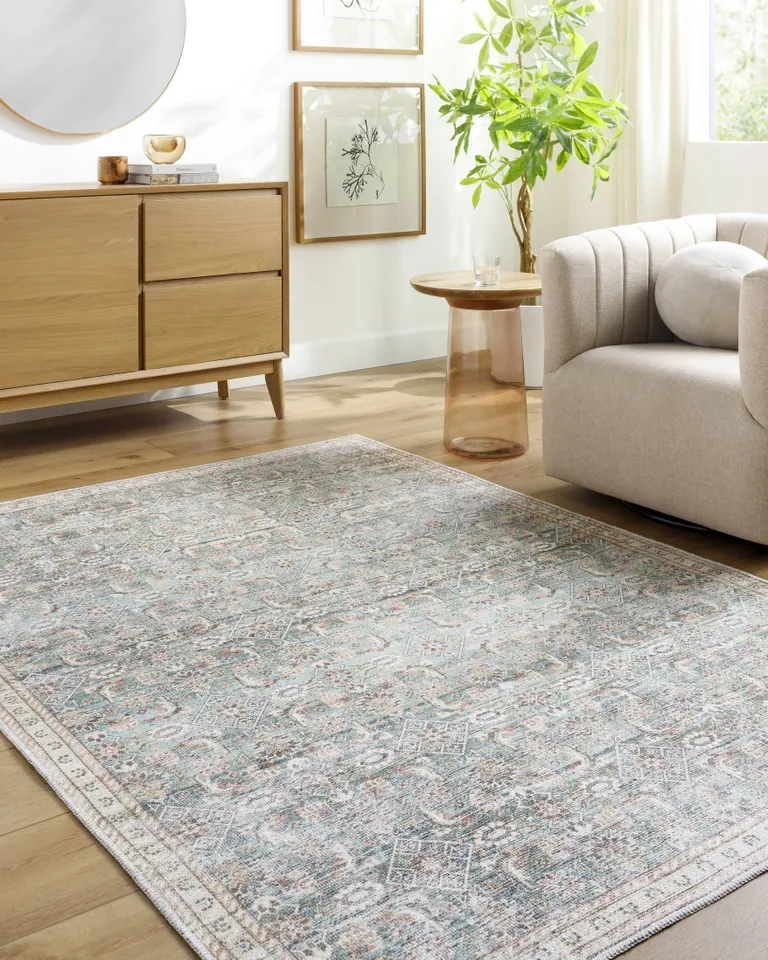 Amelie Blue Indoor 7'10" x 10'2" Machine Woven Rug