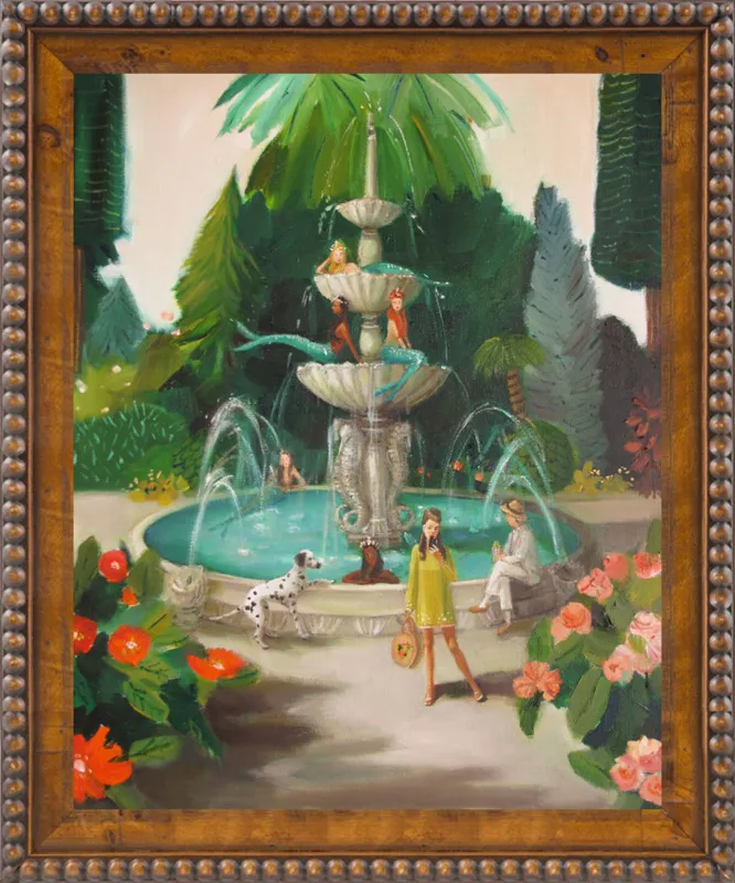 Selfie At The Mermaid Public Fountain by Janet Hill for Artfully Walls