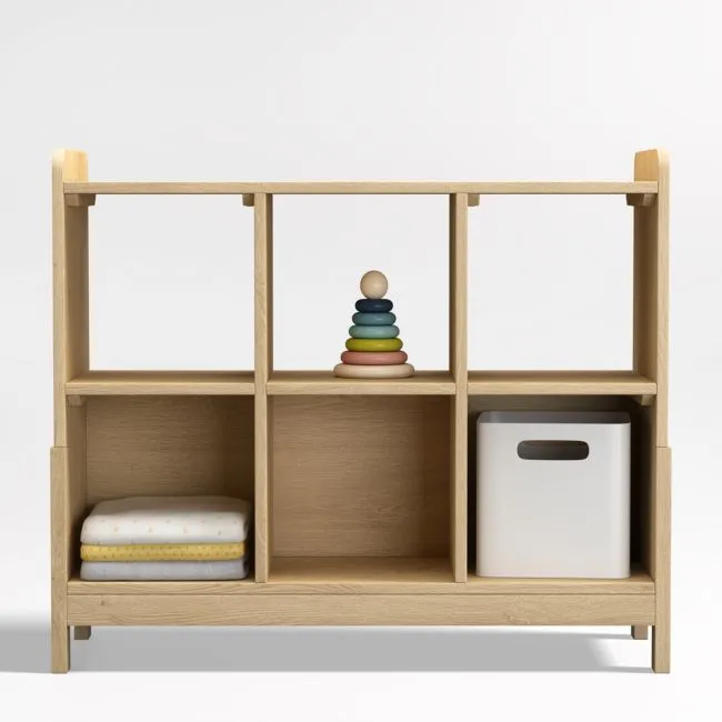 Rue 40" Natural Wood 6-Cube Low Bookcase