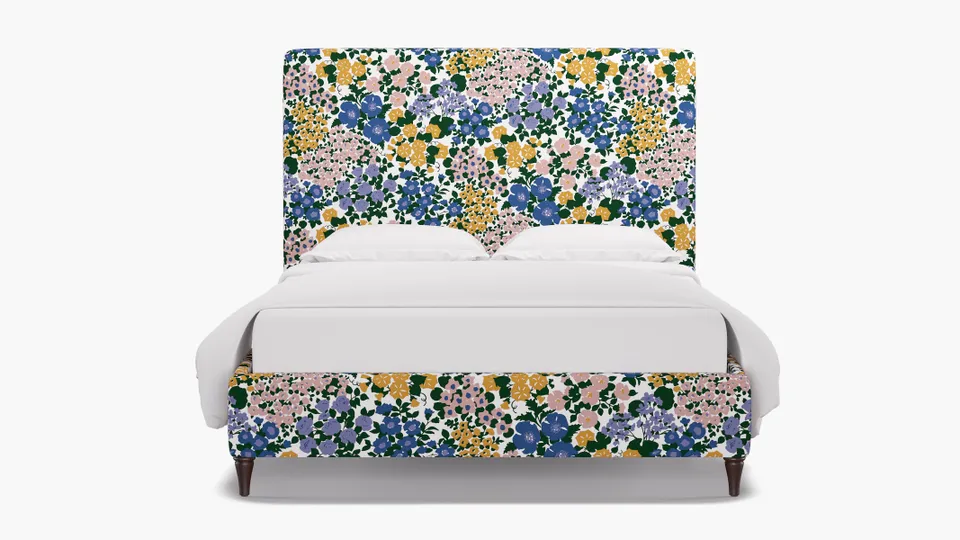 Classic Bed, Lavender Million Flowers, Espresso Decorative Tapered Leg, King