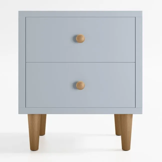 Set of 2 Finn 20" Mist Blue Wood 2-Drawer Kids Nightstand