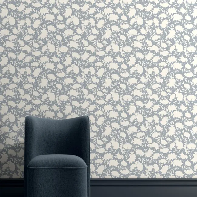 Celeste Mist Blue Floral Wallpaper