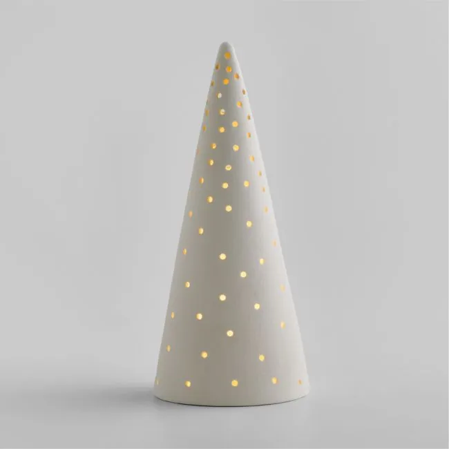 Pre-lit LED White Textured Christmas Tree, Large 16"