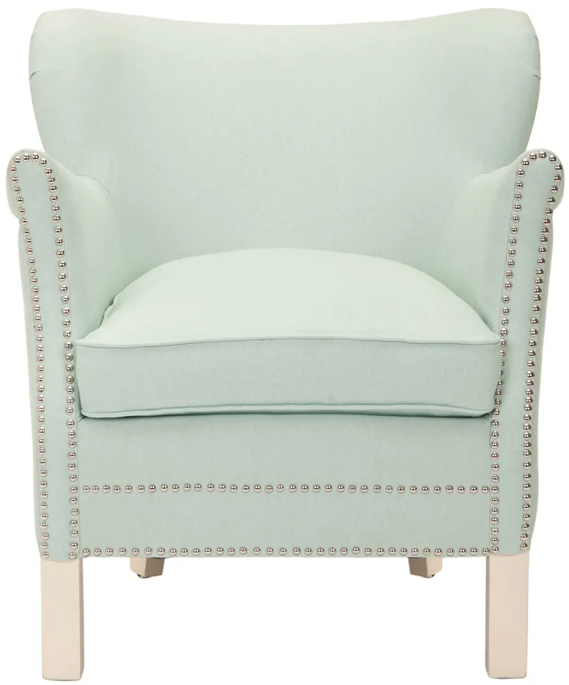 Jenny Arm Chair With Silver Nail Heads - Robins Egg Blue/Ivory