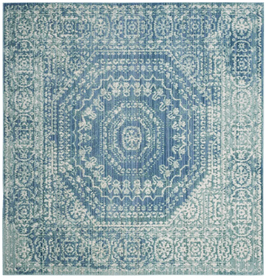 Arlo Home Woven Area Rug, VAL205R, Blue/Multi,  6' 7" X 6' 7" Square