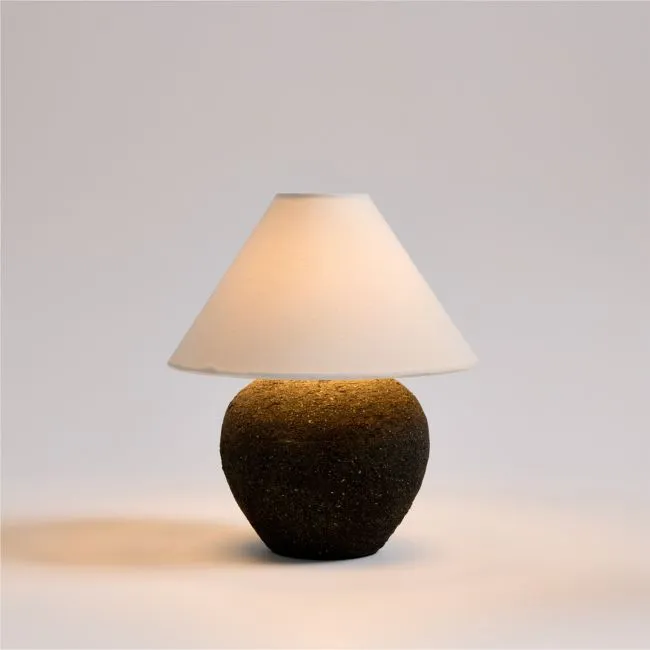 Corfu Black Mini Table Lamp with Fabric Shade 12.4", Set of 2