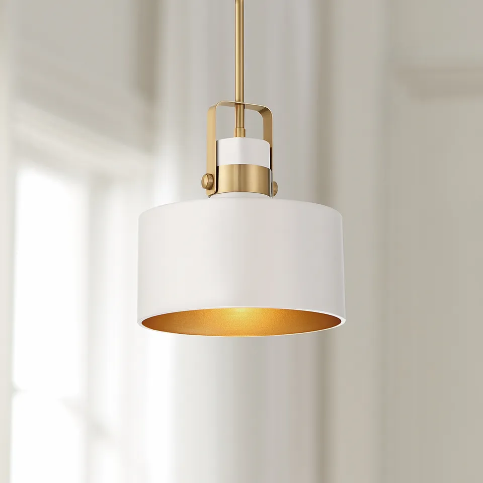 Possini Euro Courtney 10" Modern Soft Gold Matte White Mini Pendant