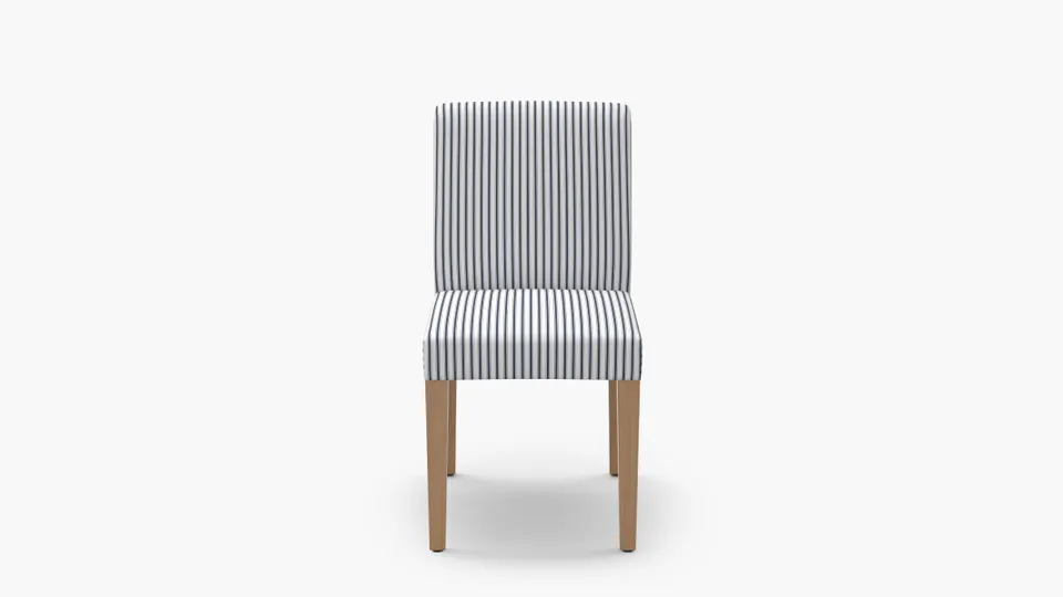 Signature Dining Chair, Navy Classic Ticking Stripe, Natural Square Tapered Leg