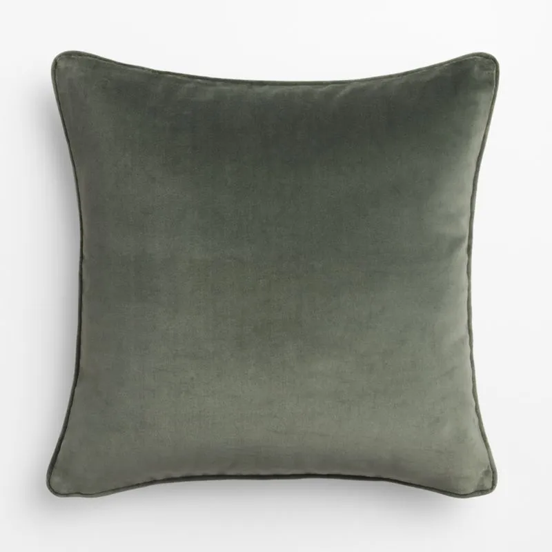 Soft Focus Organic Cotton Velvet 20"x20" Clover Green Throw Pillow Cover by Laura Harrier and Tiffany Howell