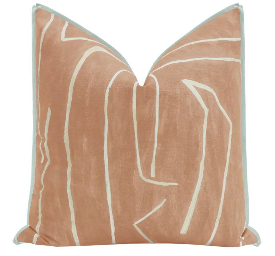 GRAFFITO // SALMON + CREAM | KELLY WEARSTLER - 20" X 20" / BUTTERFLY FLANGE / Mineral