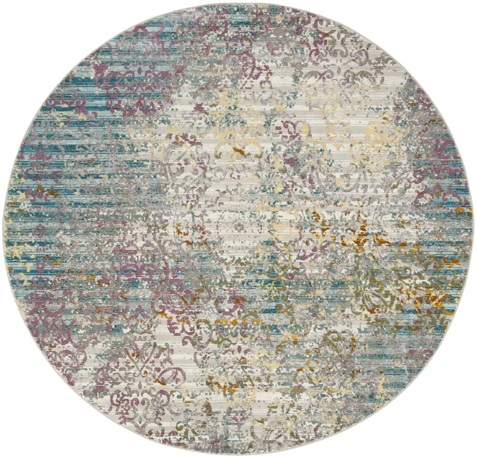 Arlo Home Woven Area Rug, ARA128C, Cream/Multi,  6' 5" X 6' 5" Round