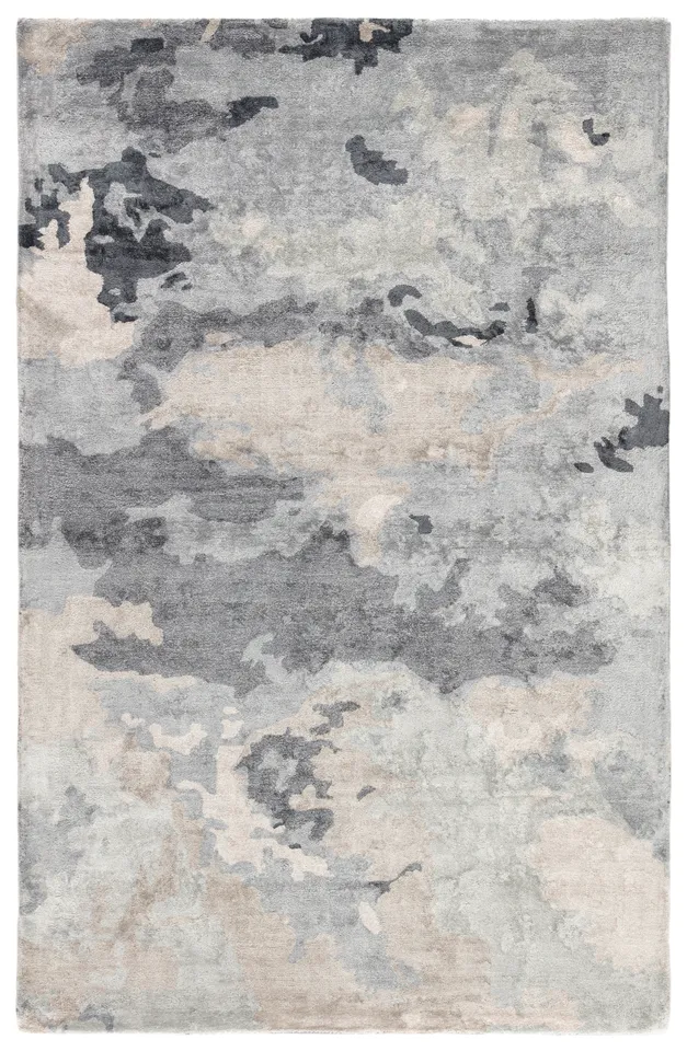 Glacier Handmade Abstract Gray/ Dark Blue Area Rug (8'X10')