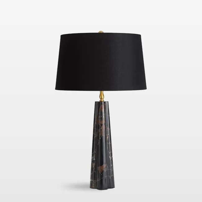 Roman Marble Table Lamp with Black Fabric Shade, 27"