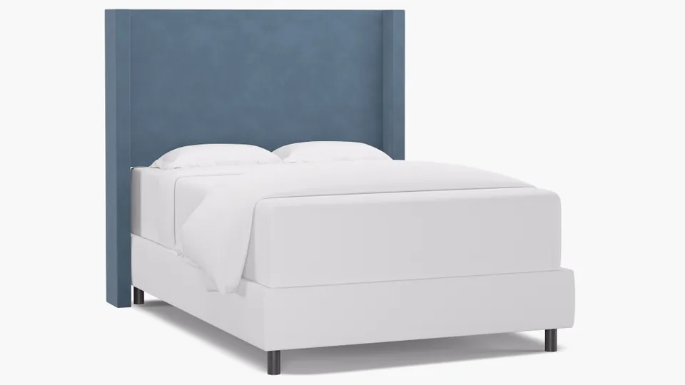 Modern Wingback Headboard, Ocean Classic Velvet, Full