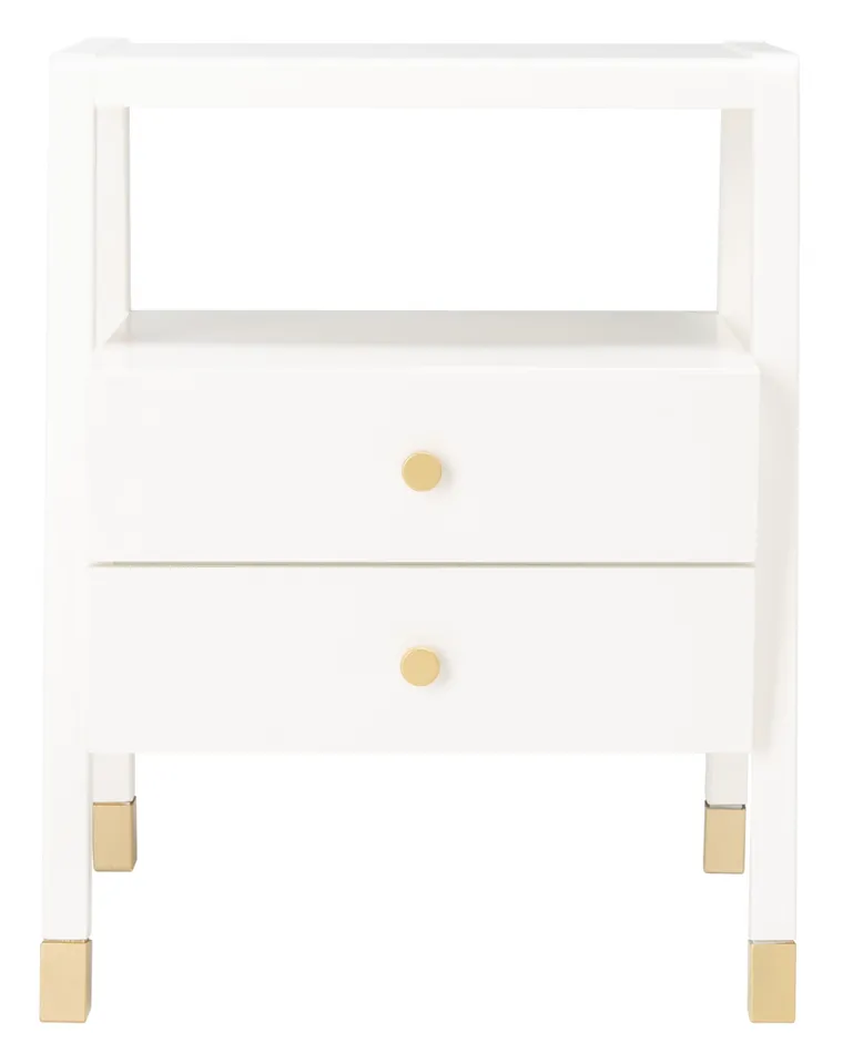 Cove 2 Drawer 1 Shelf Accent Table - White / Gold