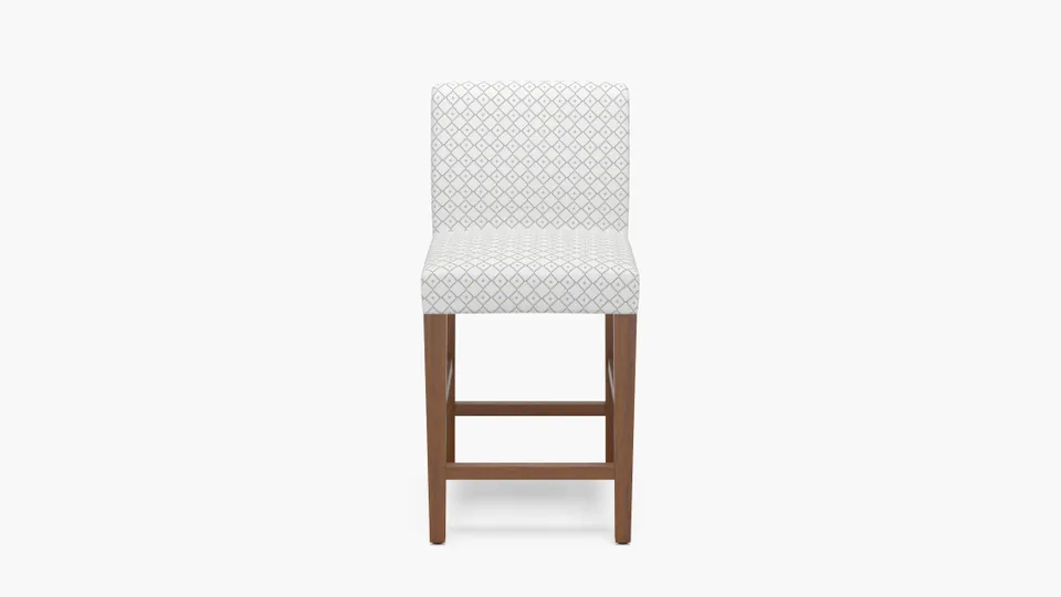 Signature Dining Counter Stool, Delft Petite Lattice, Walnut Square Tapered Leg