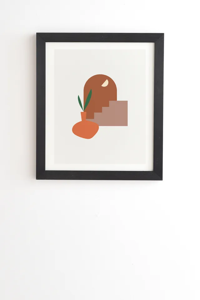 Terracota Minimal Vase by Mambo Art Studio - Framed Wall Art Basic Black 30" x 30"