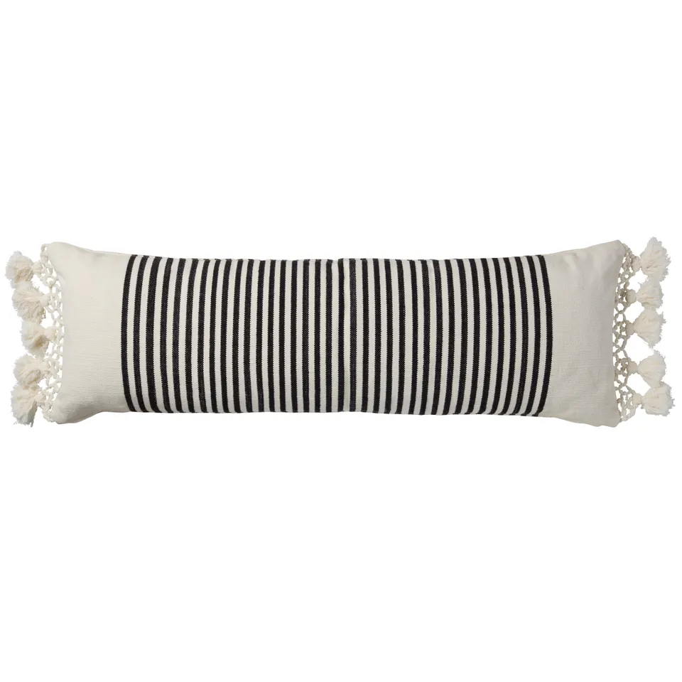 Morgen CLE02 Striped White Lumbar Poly Filled Pillow (13"x40")