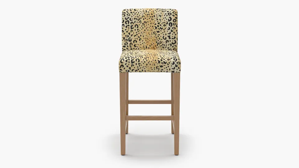 Signature Dining Bar Stool, Leopard, Natural Square Tapered Leg