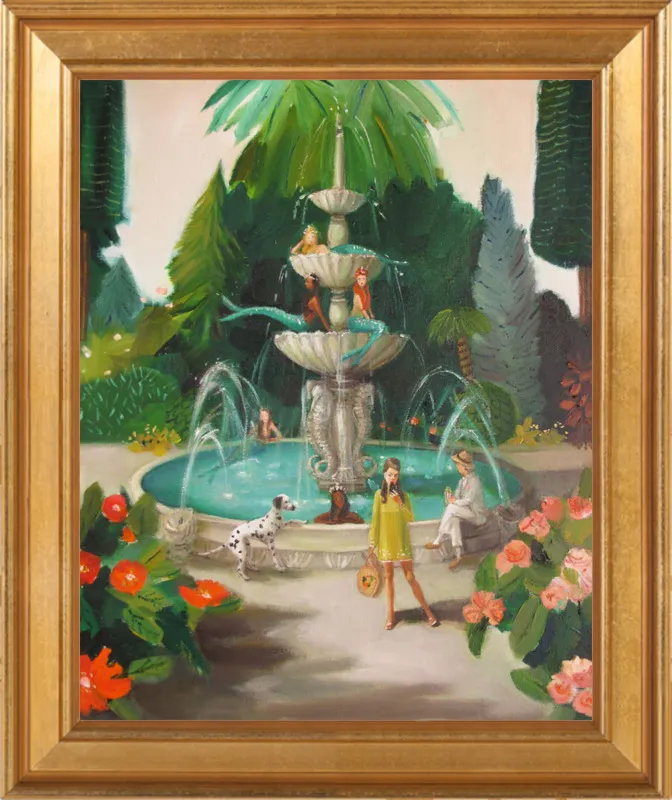 Selfie At The Mermaid Public Fountain by Janet Hill for Artfully Walls
