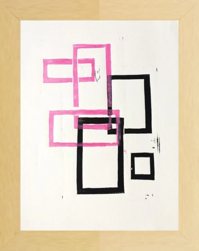 Pink and Black Geometric Squares x2 by Stacy Rajab for Artfully Walls