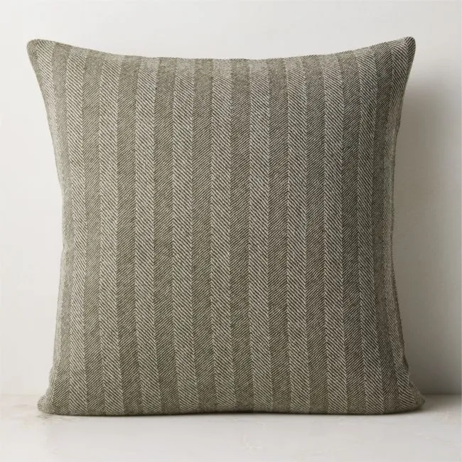 Ashwood Green Herringbone Wool Throw Pillow Cover 20"x20" by Todd Snyder