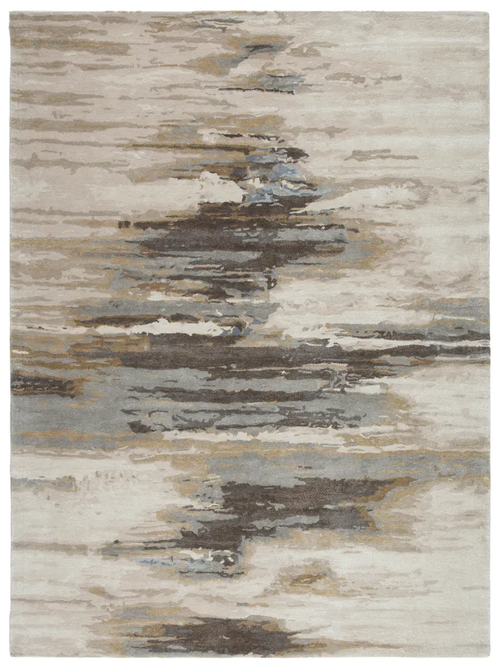 Ryenn Handmade Abstract Cream/ Gold Area Rug (12'X15')