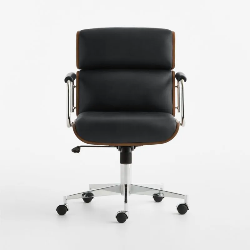 Palmer Leather and Wood Paneled Office Chair