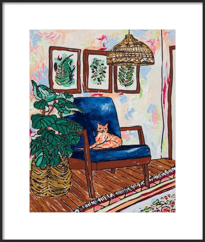 Ginger Cat in Mid Century Chair by Lara Lee Meintjes for Artfully Walls