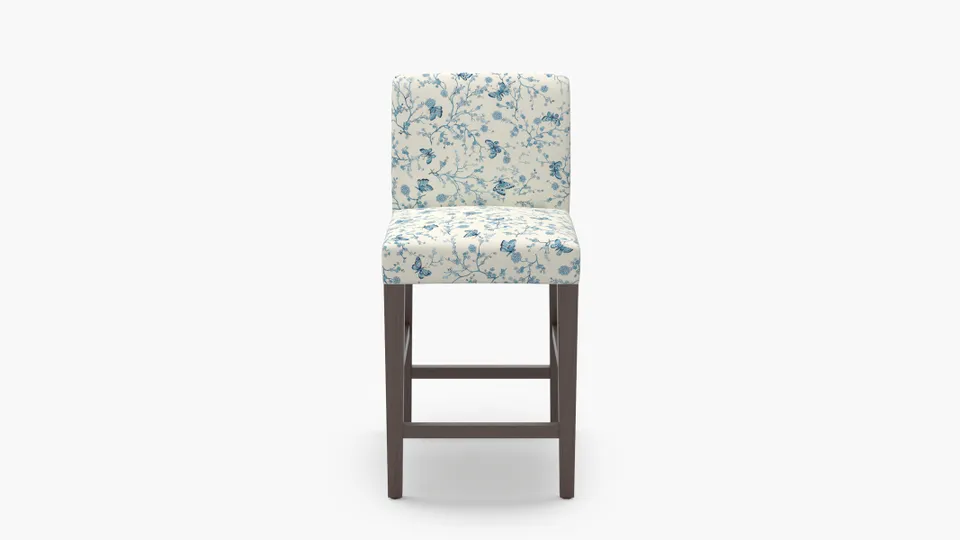 Signature Dining Counter Stool, Delft Mariposa, Espresso Square Tapered Leg