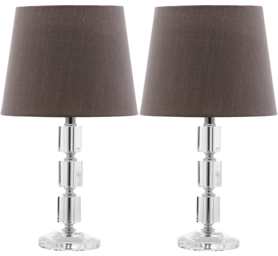 Erin Crystal Cube 16" Table Lamp, Set Of 2 - Clear / Grey