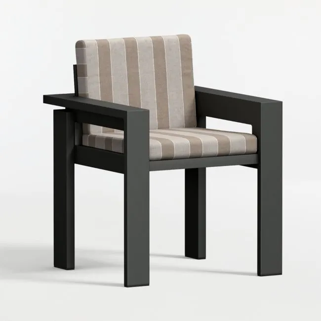 Walker Metal Outdoor Dining Armchair with Canvas Range Dune Stripe Sunbrella ® Cushions
