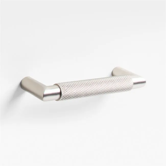 Modern Knurled 4" Brushed Nickel Cabinet Pull