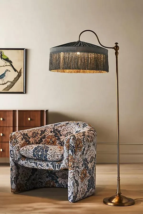 Sinclair Tassel-Fringed Velvet Floor Lamp