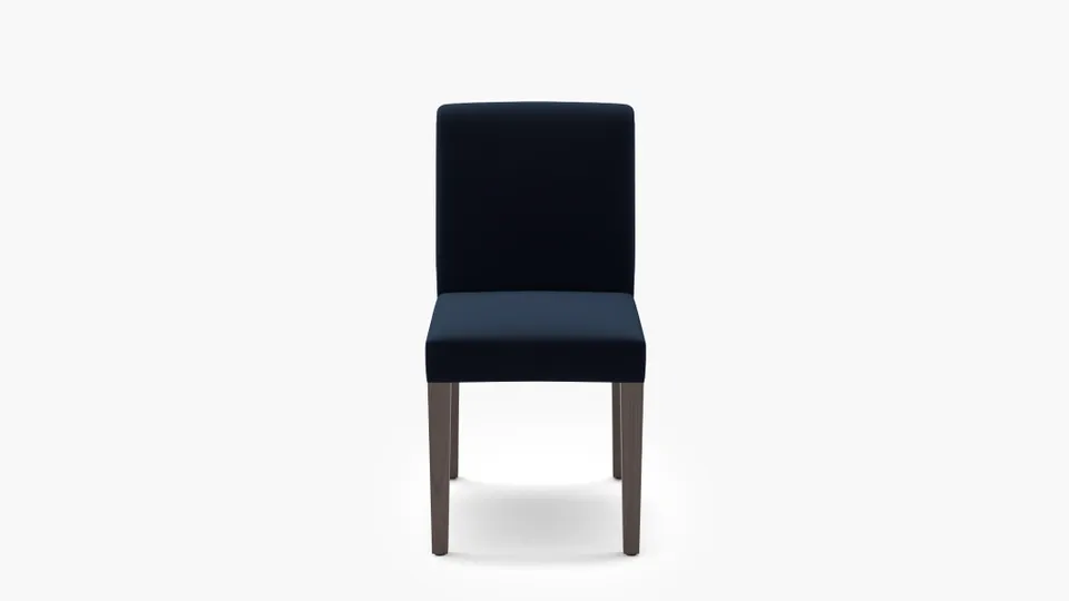 Signature Dining Chair, Navy Performance Velvet, Espresso Square Tapered Leg