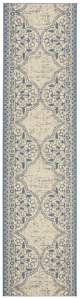 Arlo Home Indoor/Outdoor Woven Area Rug, LND174M, Blue/Cream,  2' X 8'