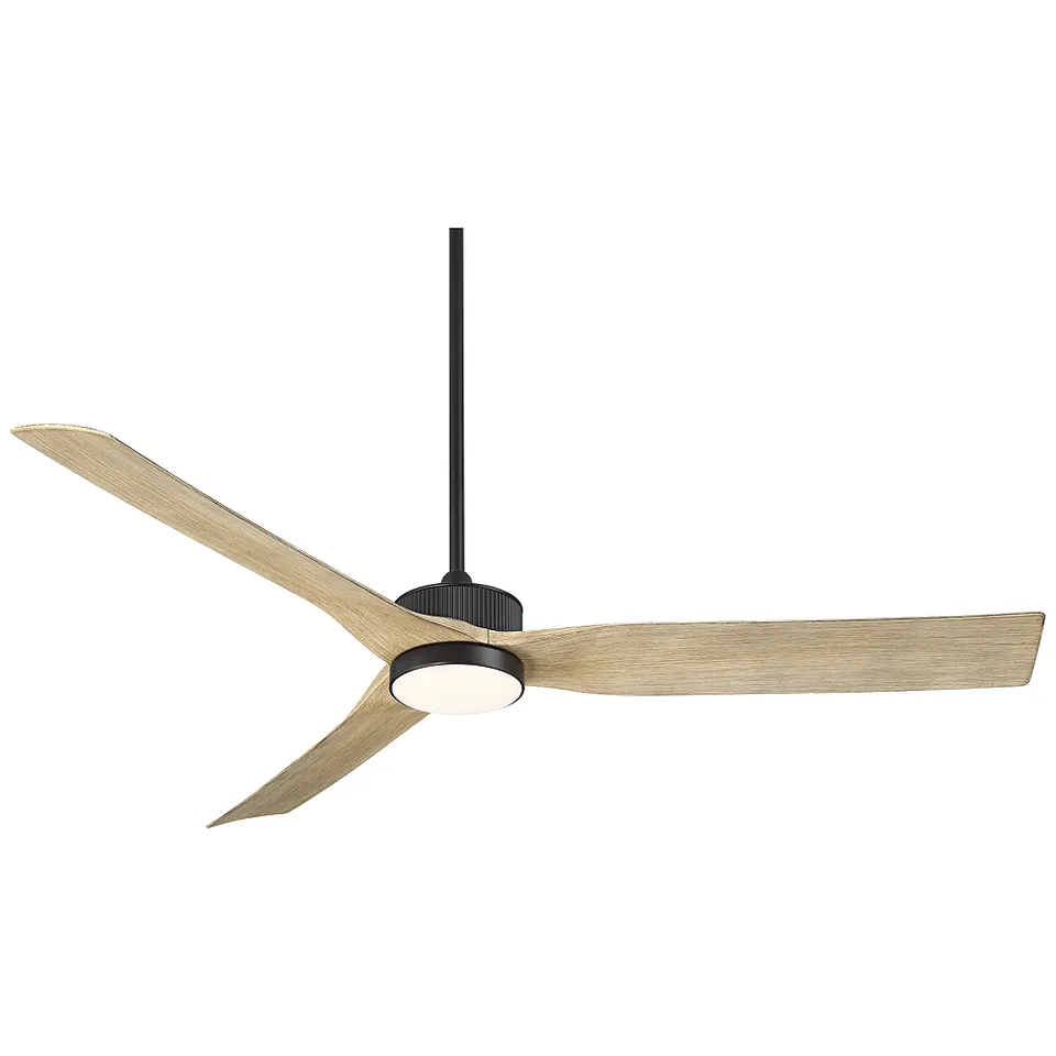 60" Casa Vieja Montage Matte Black LED Damp Rated Fan with Remote