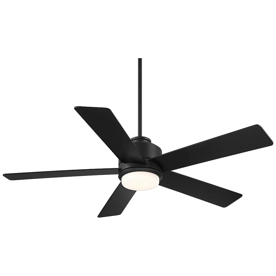 52" Casa Vieja Grand Palm Matte Black LED Damp Rated Fan with Remote