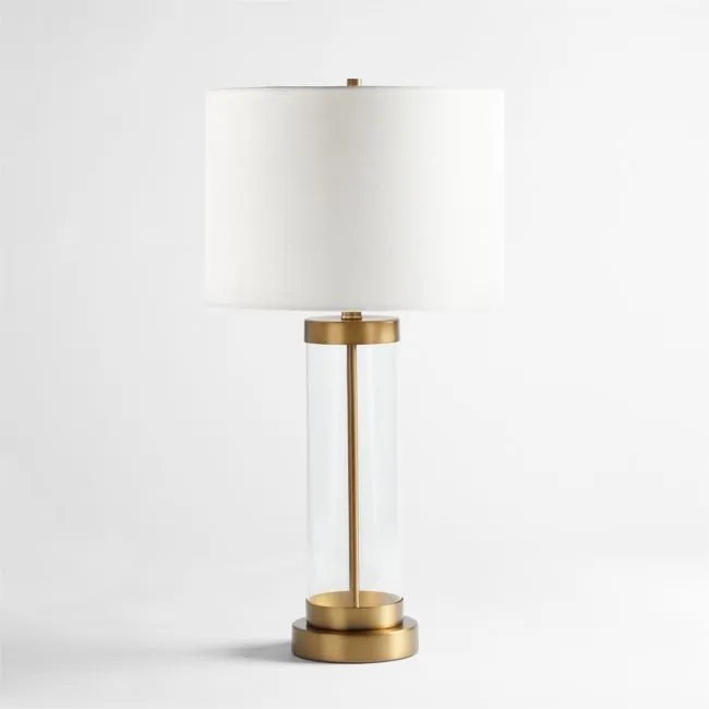 Promenade Small Brass Table Lamp with USB Port 27.75"