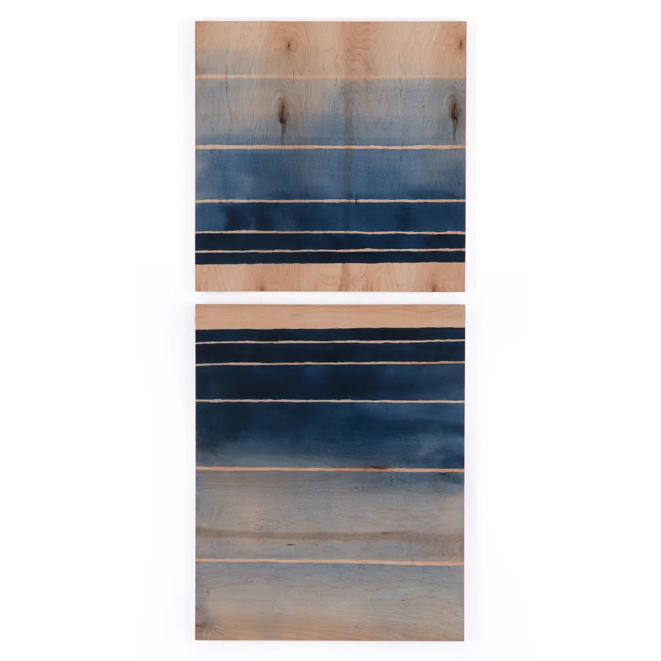 Deep End Diptych by Jess Engle Wood Box - Maple Box
