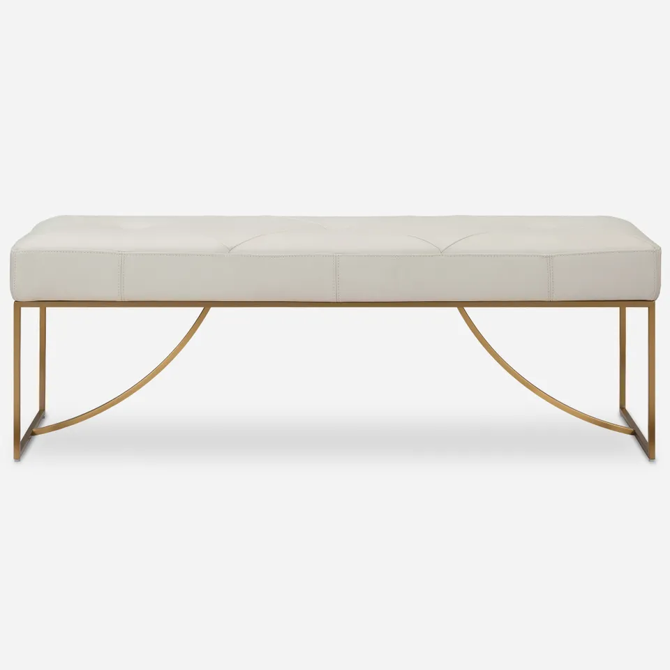 Swale Ivory Leather Bench