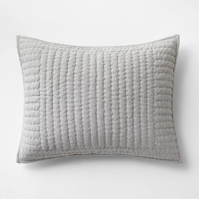 Cozysoft Organic Cotton Jersey Grey Standard Quilted Pillow Sham