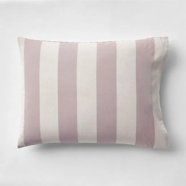 Riviera Plum Rose and Oatmeal Reversible Stripe Organic Cotton Kids Pillow Sham