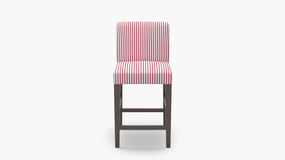 Signature Dining Counter Stool, Red Classic Ticking Stripe, Natural Square Tapered Leg
