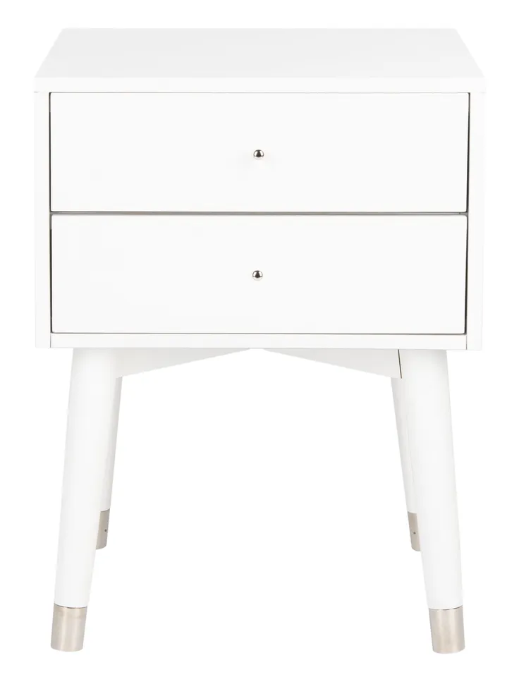 Lyla Retro Nightstand - White / Silver