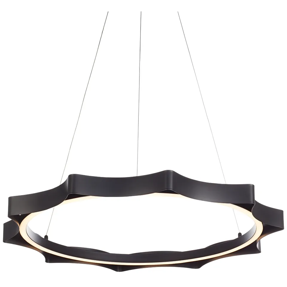 Possini Euro Gearworks 30" Wide Matte Black LED Ring Pendant Light