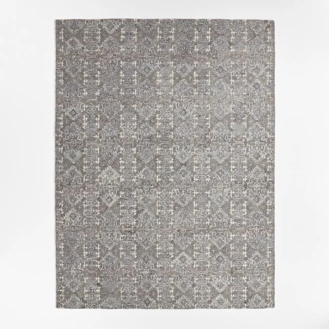 Alvarez Wool Hand-Tufted Grey Area Rug 9'x12'