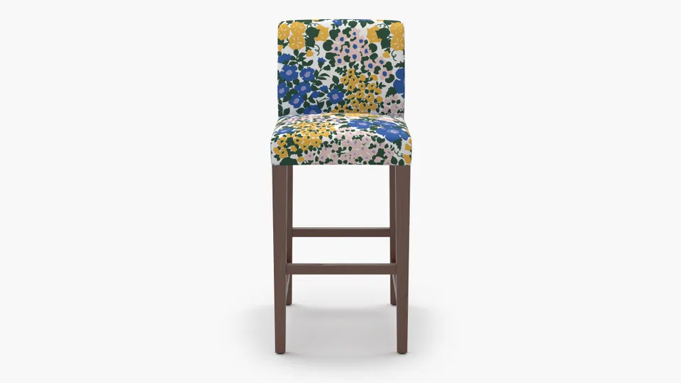 Signature Dining Bar Stool, Lavender Million Flowers, Walnut Square Tapered Leg